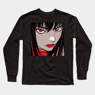 red aka crimson cyberpunk lady ecopop lust women art Long Sleeve T-Shirt